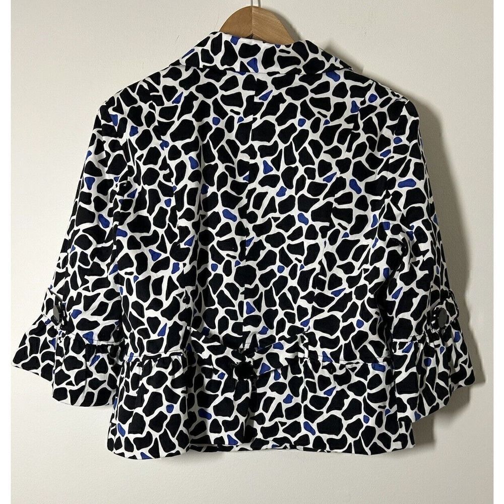 SANDRO Black & Blue Lined Jacket Women's Size Petite Large 3/4 Sleeve - Picture 2 of 5